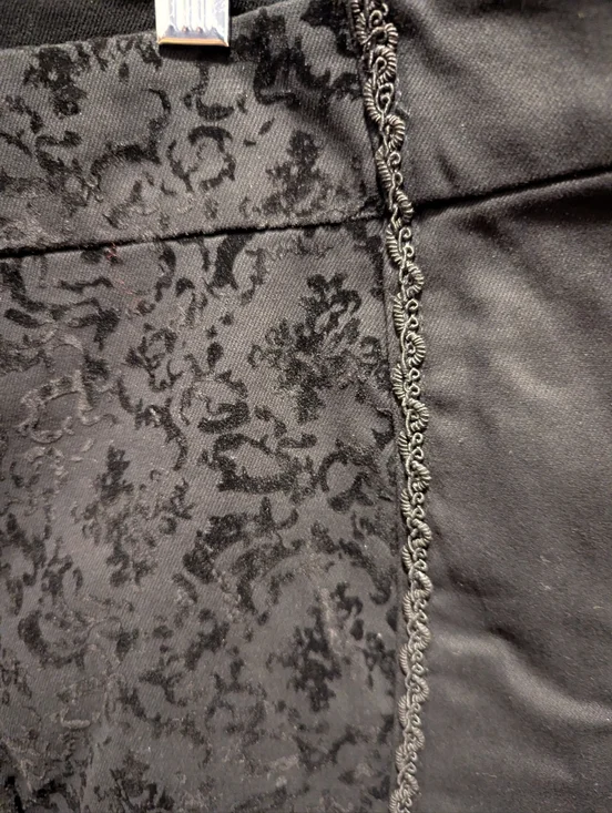 2X/XL Punk Rave Abso Vamp Black Velvet-Panel Skinny Pants with Sheer Drape - Picture 7 of 10